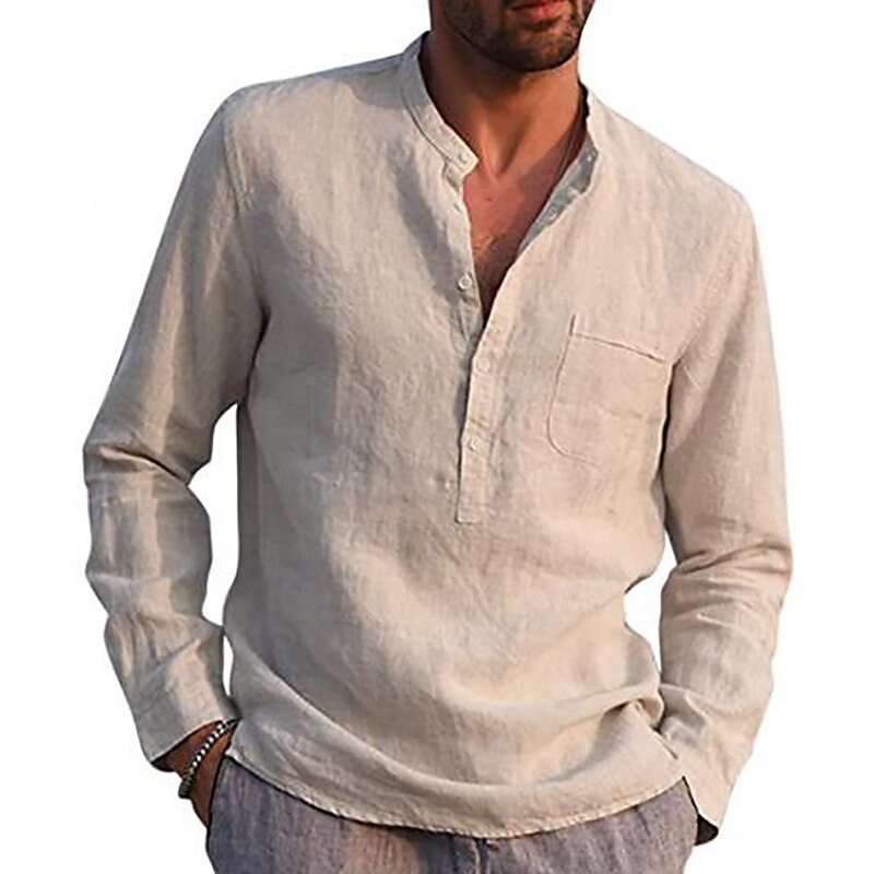 Men's cotton and linen light and comfortable shirt