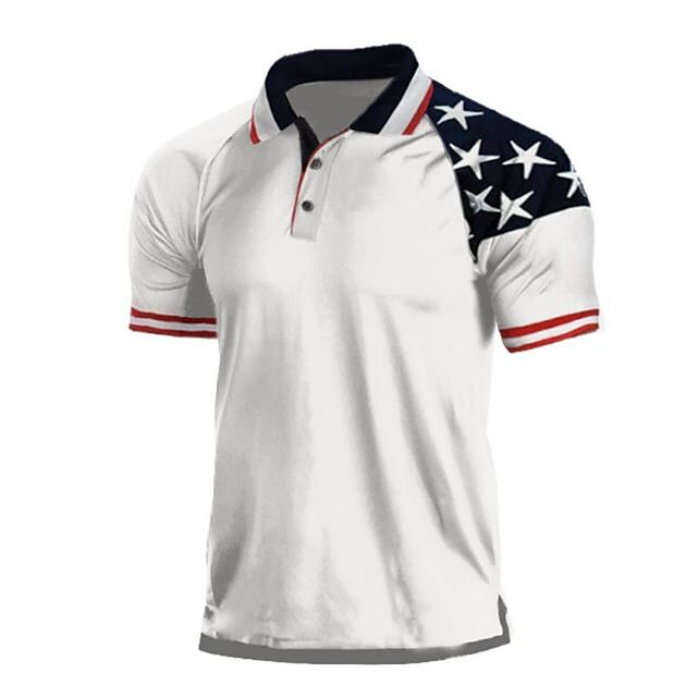 Men's Star Turndown Button-Down Short Sleeve Polo Shirt