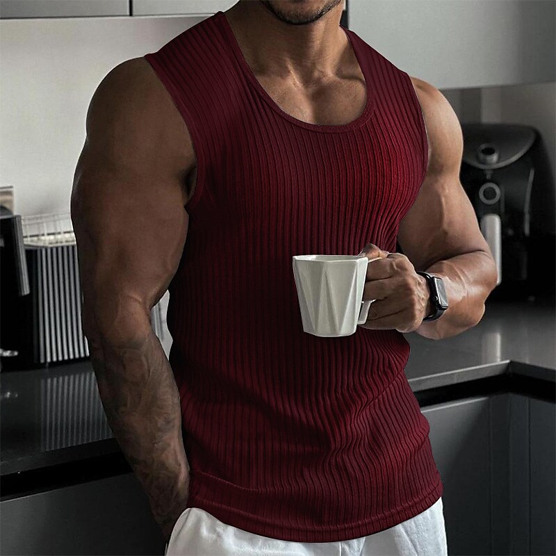 Men's Plain Crew Neck Muscle  Vest