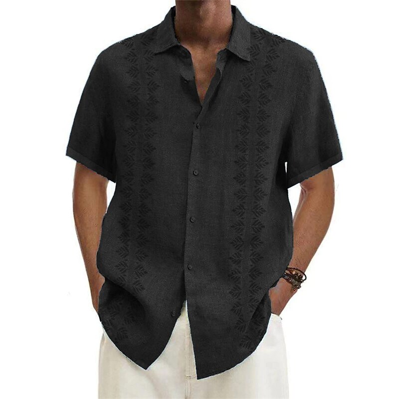 Men's Outdoor Beach Hawaiian Holiday Breathable Comfortable Light Plain Lapel Short Sleeve Shirt