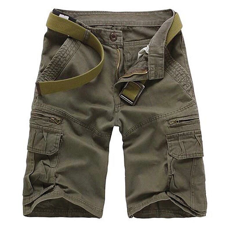 Men's  Multi Pocket Straight Leg Solid Colored Comfort Wearable Knee Length Outdoor Cargo Shorts