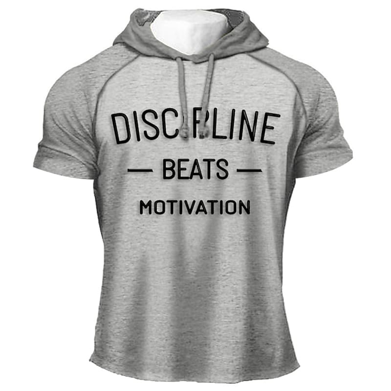 Men's Casual Short Sleeve Sweatshirt Letter Hooded