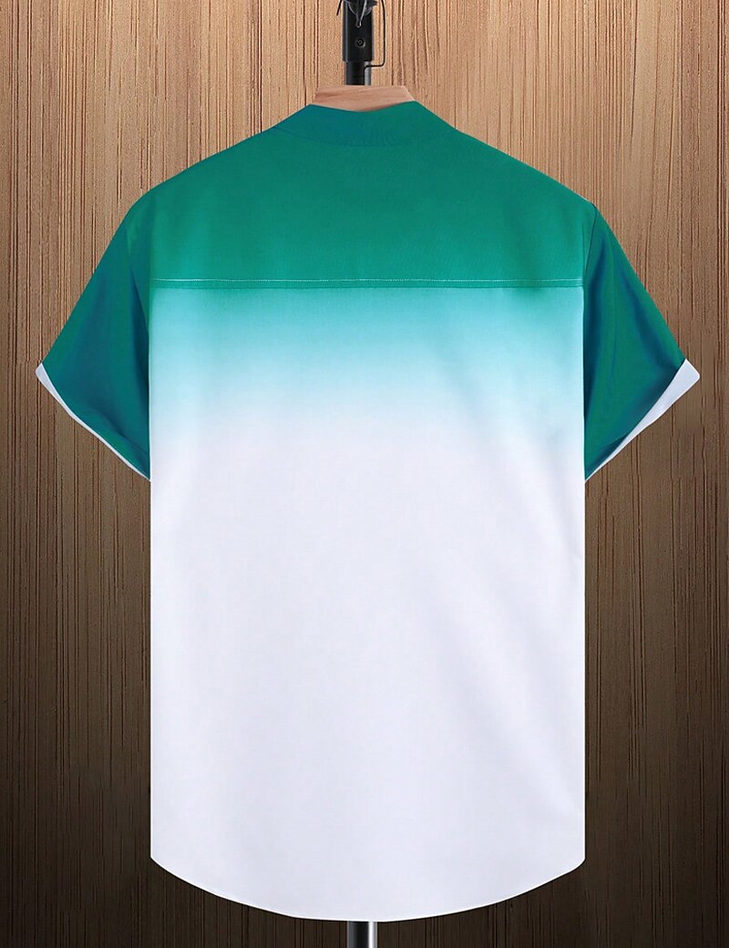 Men's Shirt Button Up Shirt Casual Shirt Summer Shirt Beach Shirt Yellow Pink Navy Blue Blue Orange Short Sleeve Gradient Lapel Daily Vacation Clothing Apparel Fashion Casual Comfortable