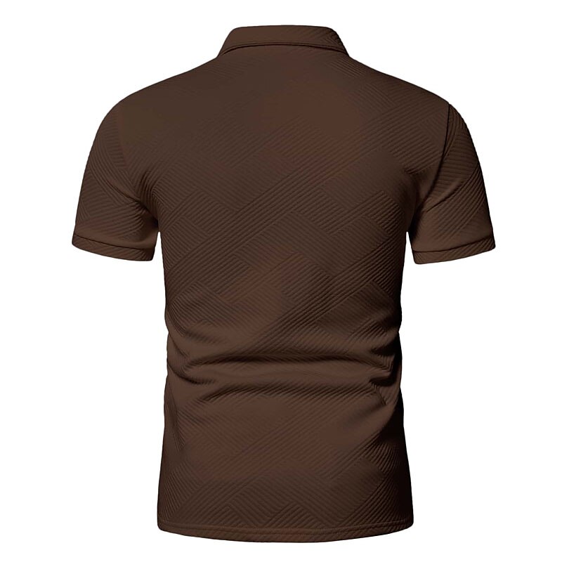 Men's Outdoor Golf Street Casual Breathable Comfortable Light Plain Zip Short Sleeve Polo Shirt
