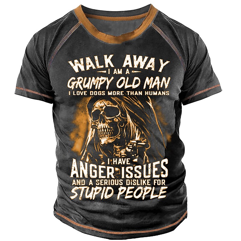 Men's Graphic Letter Crew Neck 3D Print Outdoor Casual Short Sleeve T-shirt