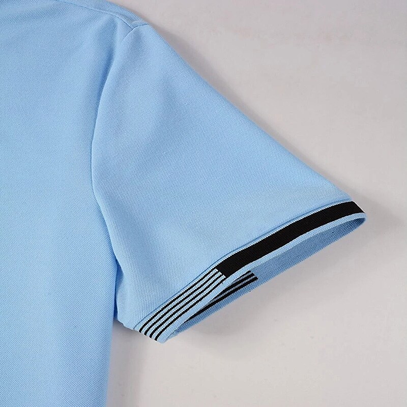 Men's Casual Classic  Fashion Basic Color Block Button Short Sleeve Polo Shirt 