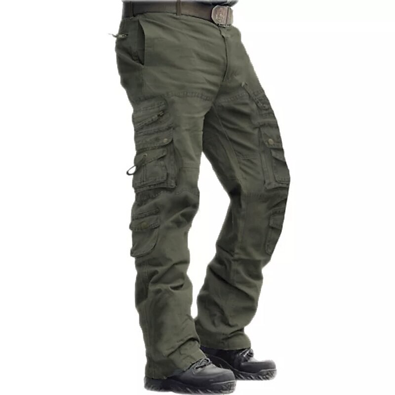 Men's Cargo Pants Cargo Trousers Tactical Pants Tactical Work Pants Multi Pocket Straight Leg Plain Full Length 100% Cotton Tactical Black khaki Micro-elastic