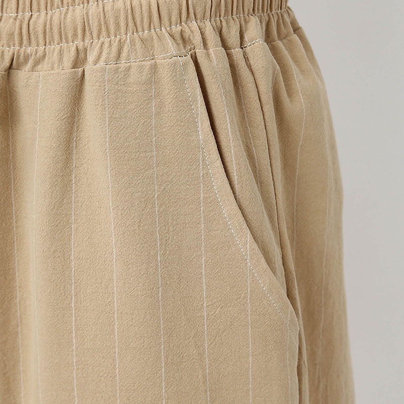 Men's Pocket Stripe Comfort Breathable Linen Pants