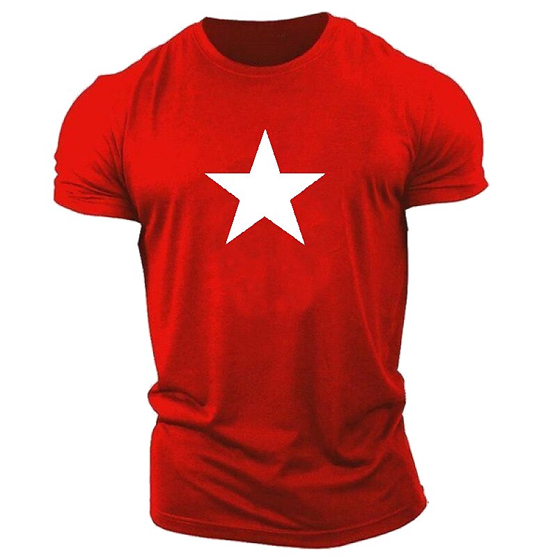 Men's Graphic Patterned Star Crew Neck Casual  Short Sleeve T-shirt  