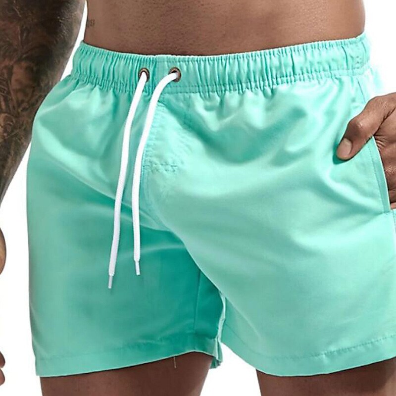 Men's Sport Runing Outdoor Pockets Drawstring Breathable Solid Color Shorts 