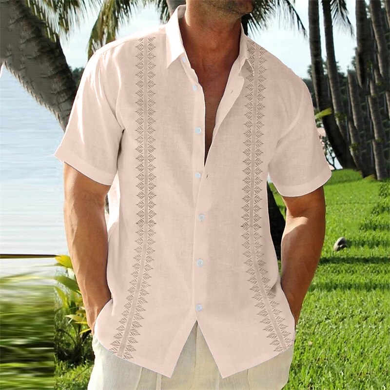 Men's Outdoor Beach Holiday Casual Fashion Breathable Comfortable Light Print Short Sleeve Shirt