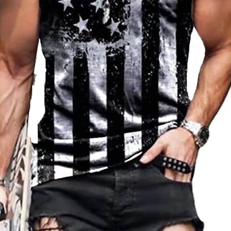Men's Letter Crew Neck  Sleeveless Undershirt 