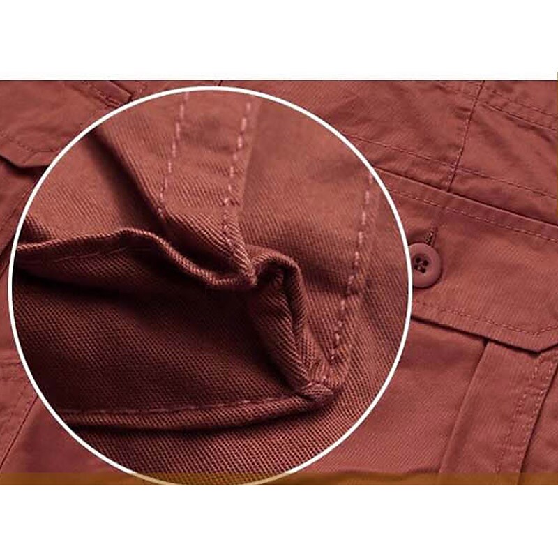 Men's  Leg Drawstring Multi Pocket Plain Comfort Outdoor Cargo Shorts 