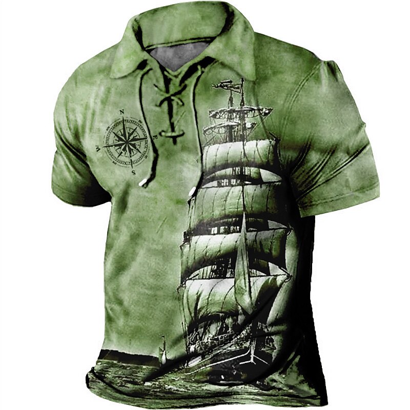 Men's Outdoor Golf Street Fashion Comfortable Breathable Lapel Soft Prints Short Sleeve Polo Shirt