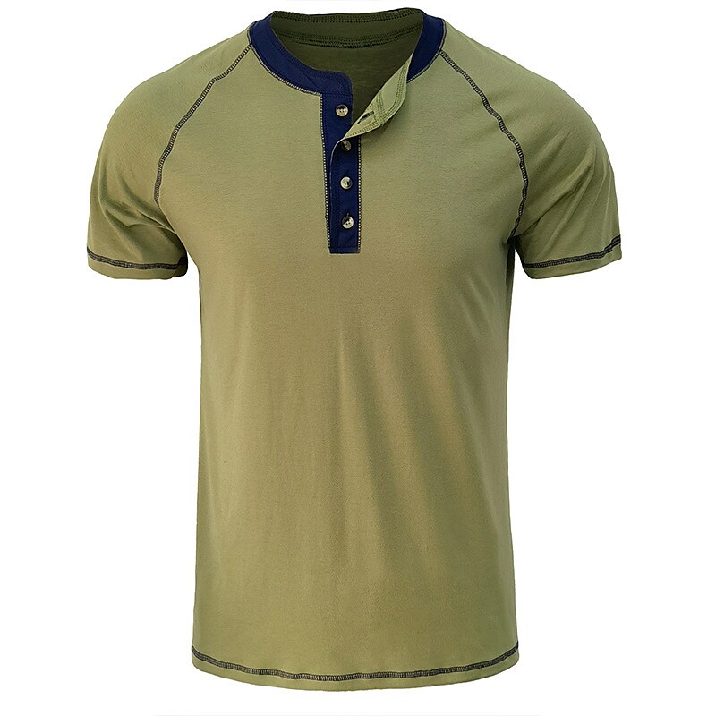 Men's Plain  Short Sleeves Henley Shirt