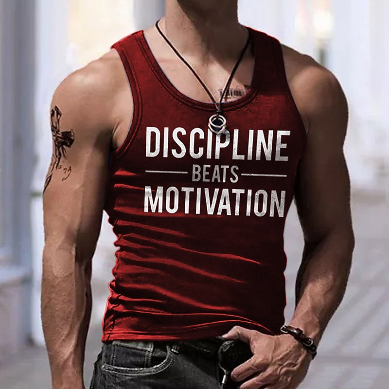 Men's Letter Crew Neck Sleeveless Undershirt 