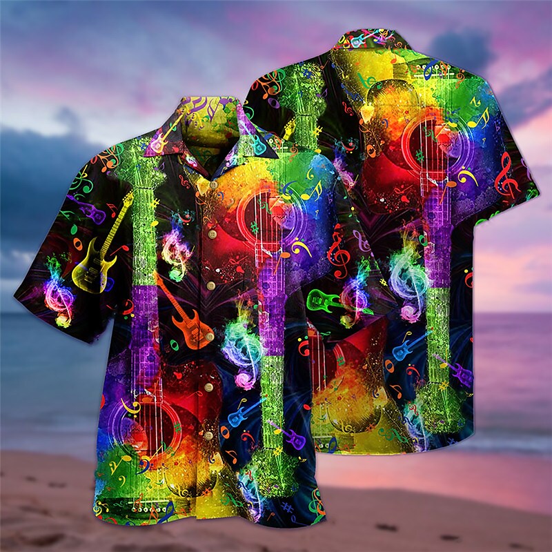 Men's Hippie Bus Turndown   Button-Down Short Sleeve  Hawaiian Shirt 