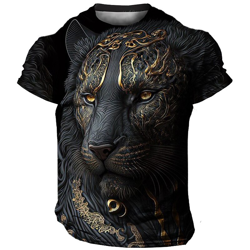 Men's Graphic Animal Tiger Crew Neck 3D Print Short Sleeve Vintage T-shirt 