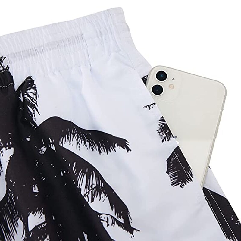 Men's Board Shorts Swim Shorts Swim Trunks Summer Shorts Beach Shorts Drawstring with Mesh lining Elastic Waist Coconut Tree Graphic Prints Quick Dry Short Casual Daily Holiday Boho Hawaiian
