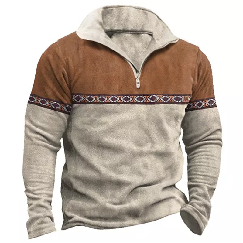 Men's Zip Up Sweatshirt Pullover Green Black Brown Navy Blue Coffee Half Zip Color Block Graphic Prints Zipper Print Daily Sports 3D Print Basic Designer Casual Spring &  Fall Clothing Apparel Hoodies