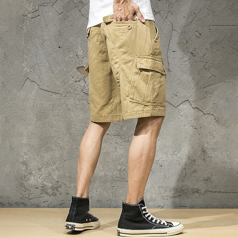 Men's Cargo  Flap Pocket Plain Comfort Breathable Outdoor Shorts 