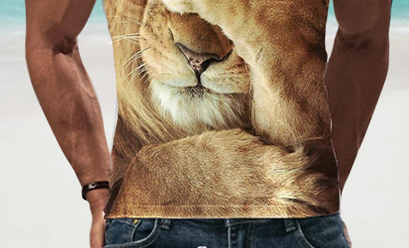 Men's Lion Crew Neck Casual Daily Sleeveless Undershirt 