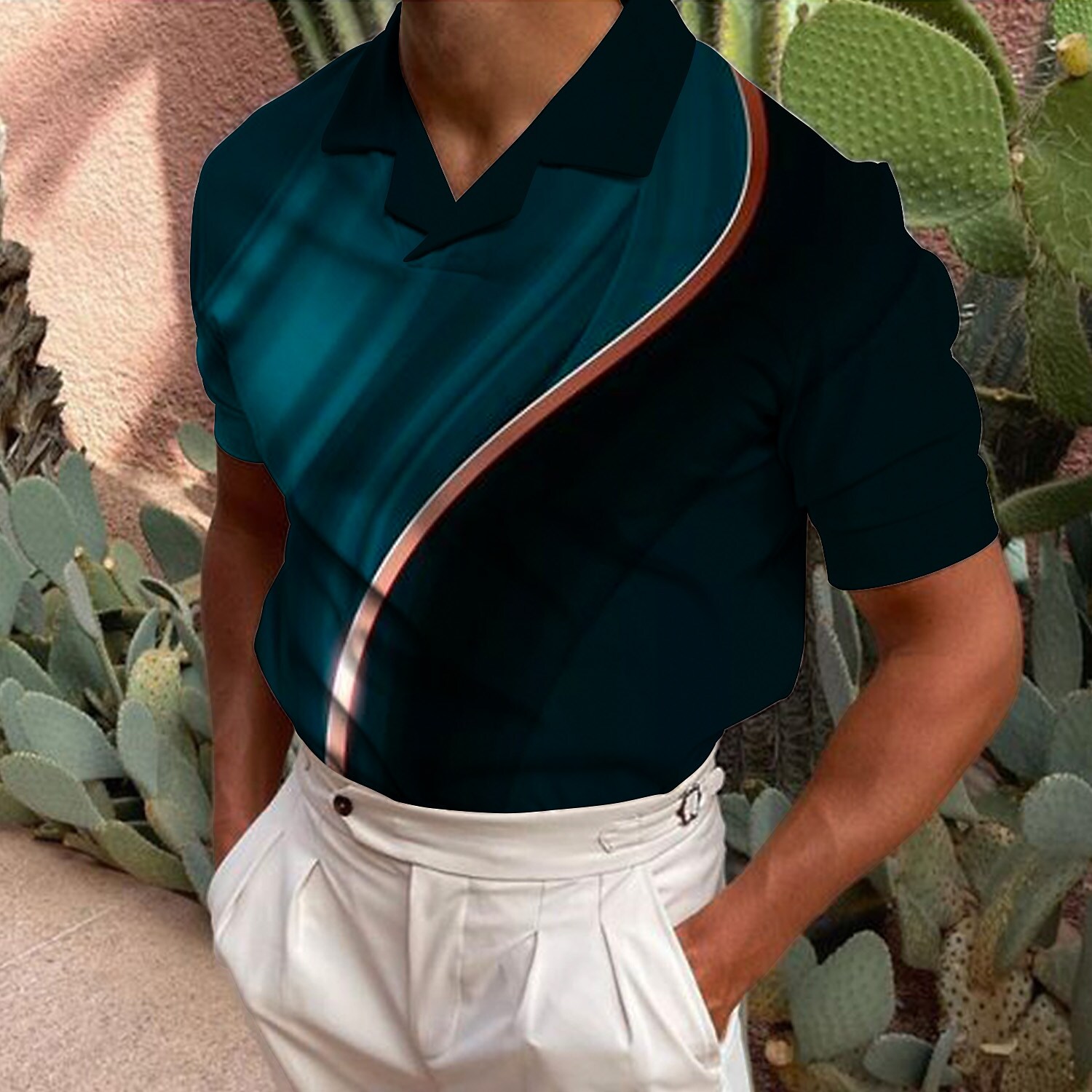 Men's Gradient Abstract Graphic Prints 3D Print  Short Sleeves Polo Shirt 