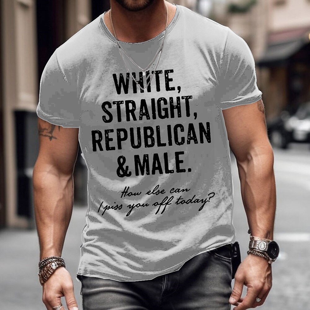 Men's T shirt Tee Graphic Letter Crew Neck Clothing Apparel 3D Print Outdoor Daily Short Sleeve Print Fashion Designer Vintage