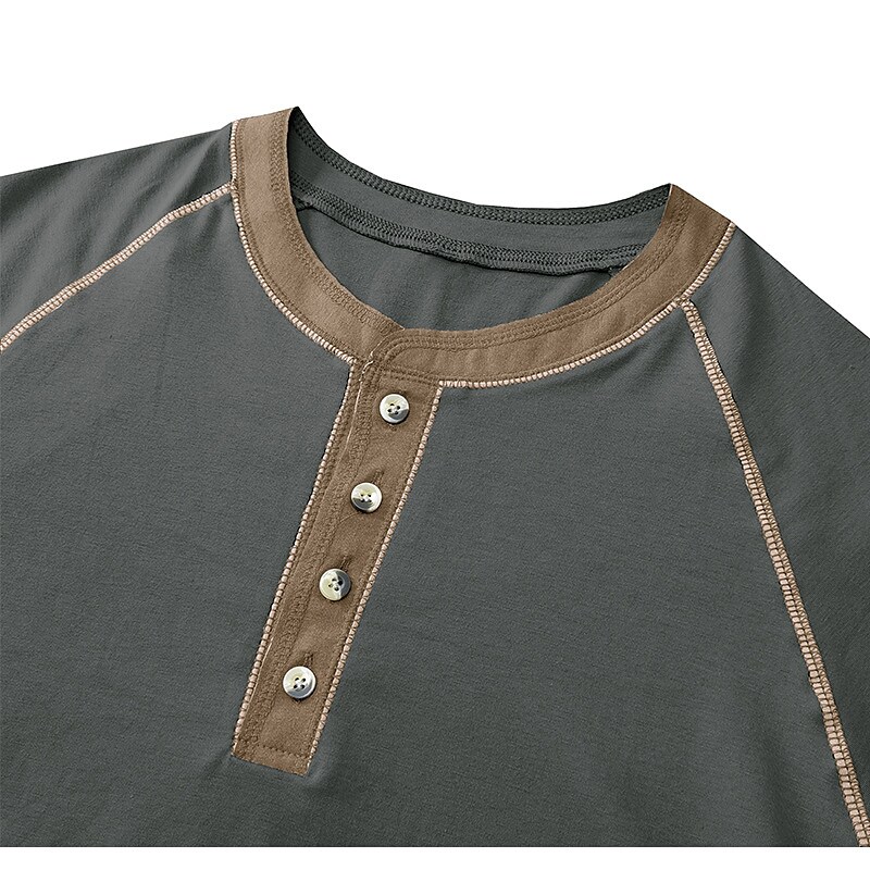 Men's Plain  Short Sleeves Henley Shirt