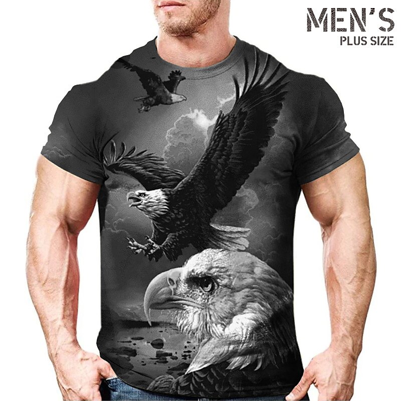 Men's Plus Size  Graphic Crew Neck Short Sleeve T-shirt