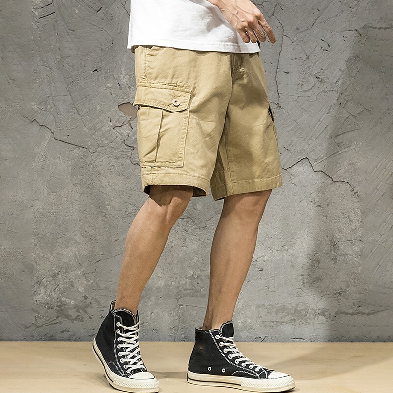 Men's Cargo  Flap Pocket Plain Comfort Breathable Outdoor Shorts 