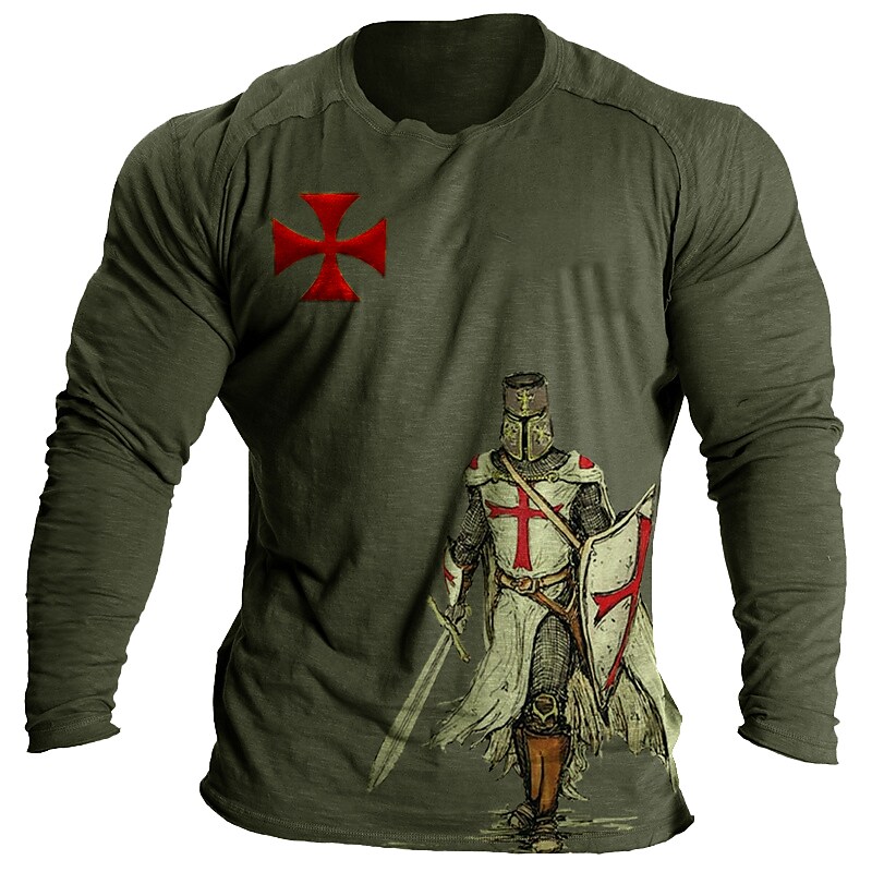 Men's Crusader Templar Vintage Print T-Shirt