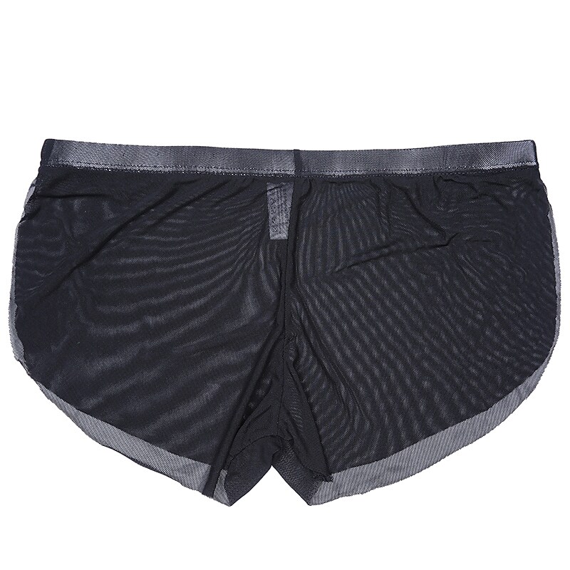 Men's Mesh Sexy Pure Color Stretchy Low   Boxers Underwear 