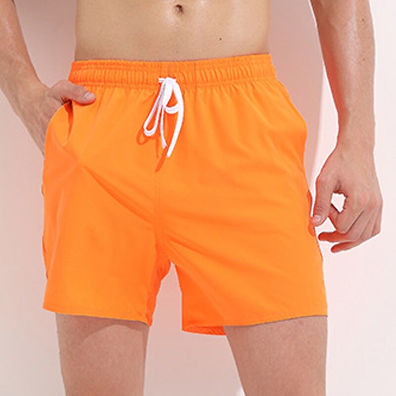 Men's Board Shorts Swim Shorts Swim Trunks Summer Shorts Beach Shorts Pocket Drawstring Elastic Waist Plain Quick Dry Outdoor Casual Holiday Boho Hawaiian Pink Orange