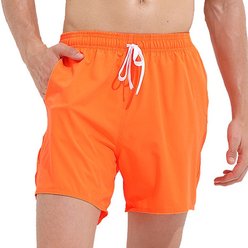 Men's Board Shorts Swim Shorts Swim Trunks Summer Shorts Beach Shorts Pocket Drawstring Elastic Waist Plain Quick Dry Outdoor Casual Holiday Boho Hawaiian Pink Orange