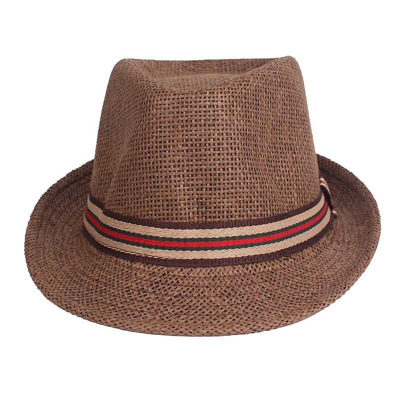 Men's Straw Hat Sun Hat Fedora Trilby Hat Black Brown Polyester Braided Streetwear Stylish 1920s Fashion Daily Outdoor clothing Holiday Plain Sunscreen Breathability