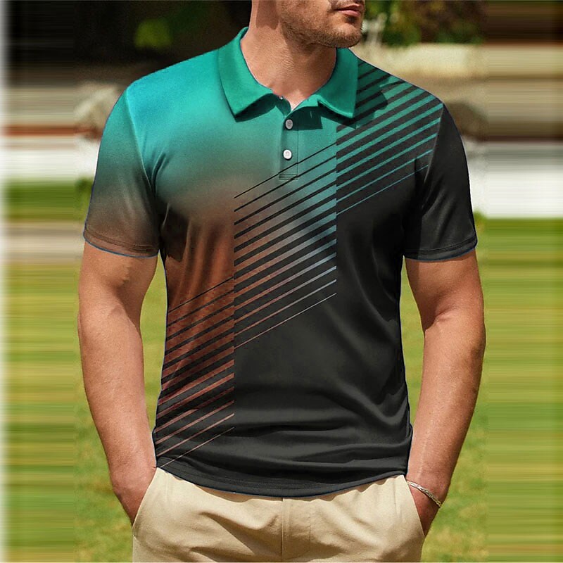 Men's Polo Shirt Golf Shirt Gradient Graphic Prints Geometry Turndown 