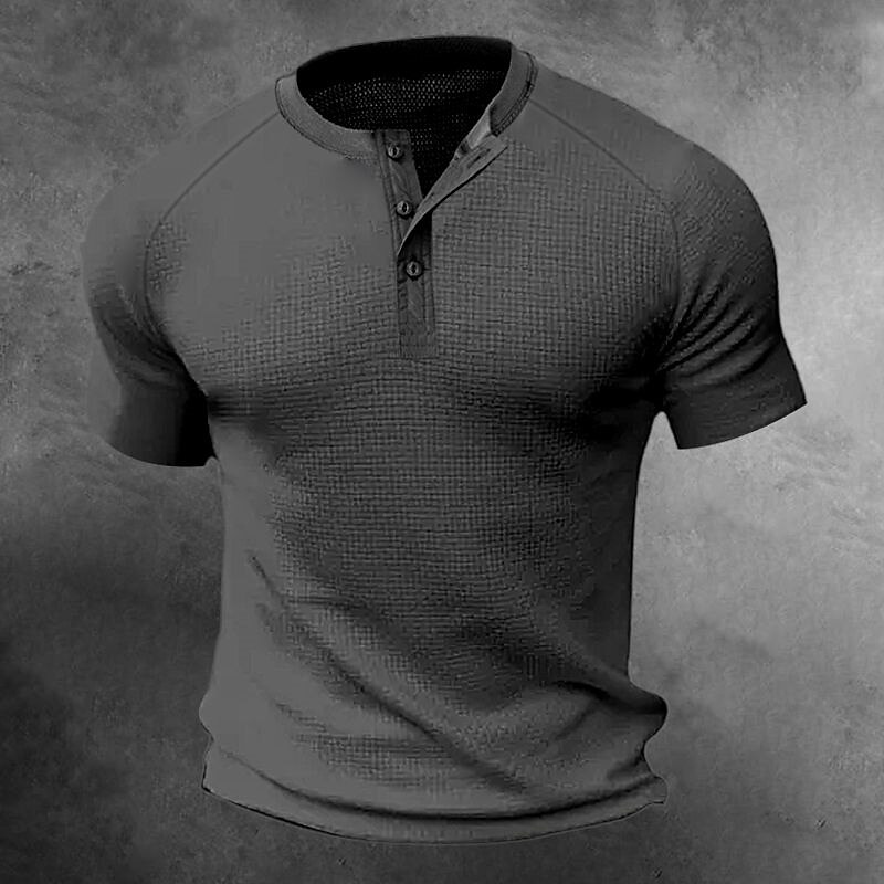 Men's Plain Henley Basic Short Sleeves Henley Shirt