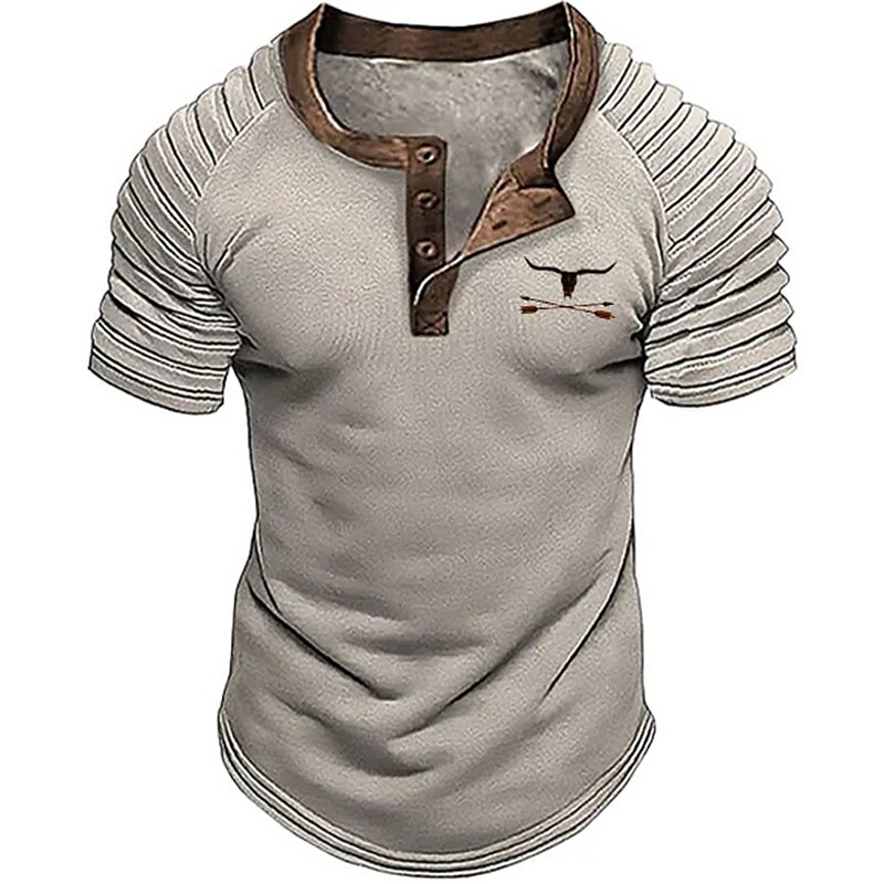 Men's Outdoor Sport Casual Vintage Quick Dry Breathable Comfortable Stand Collar Solid Color Henley Shirt