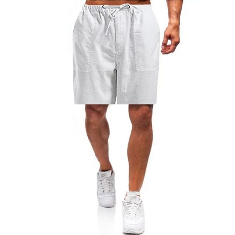 Men's  Linen Drawstring Elastic Waist Plain Shorts