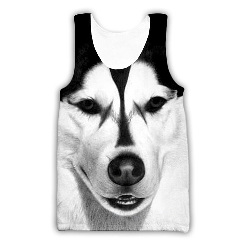 Men's Dog Crew Neck 3D Print Sleeveless Vest 