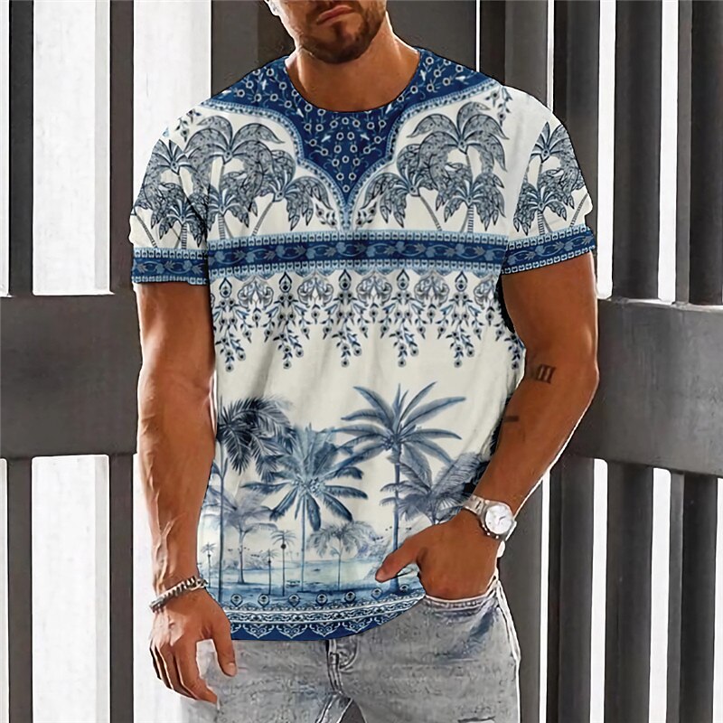 Men's  Graphic Coconut Tree Crew Neck 3D Print  Vintage Short Sleeve T-shirt 