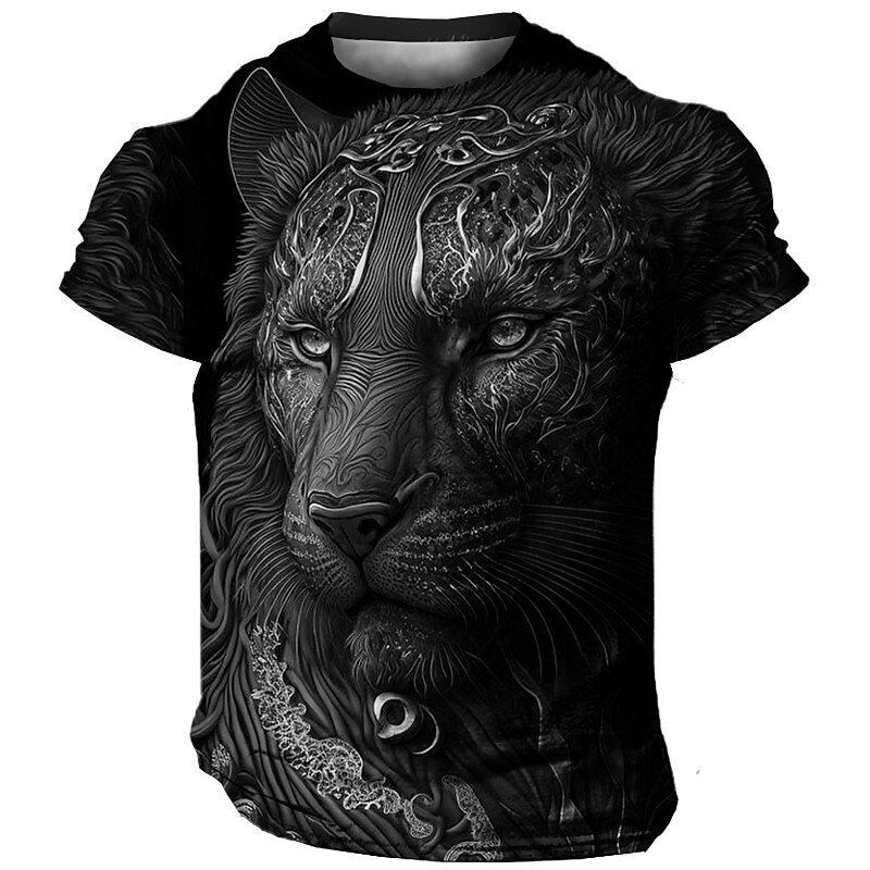 Men's Graphic Animal Tiger Crew Neck 3D Print Short Sleeve Vintage T-shirt 