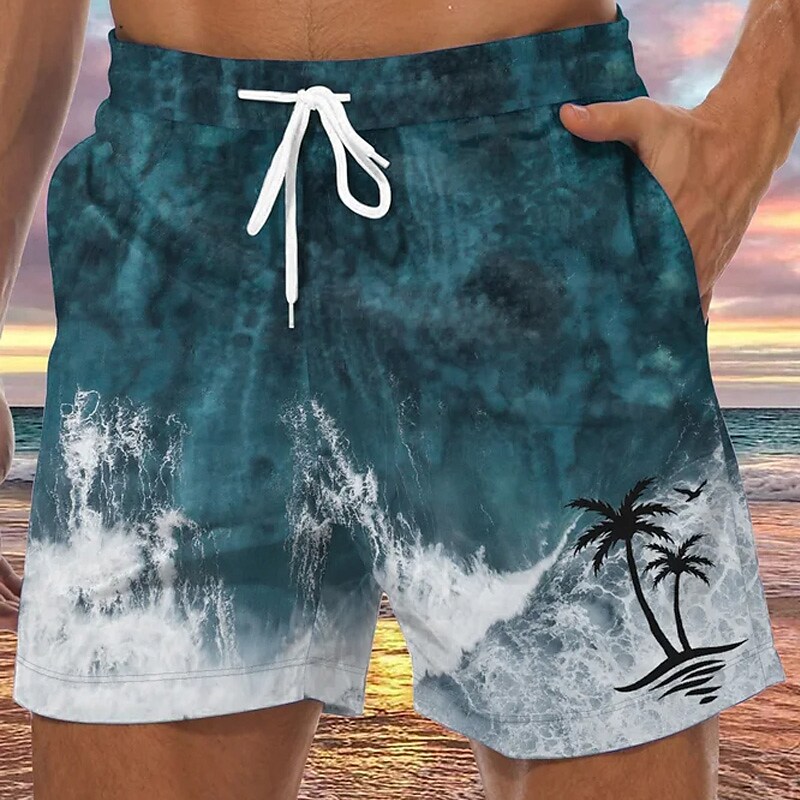 Men's Beach Drawstring with Mesh lining Elastic Waist  Quick Dry Swim Shorts