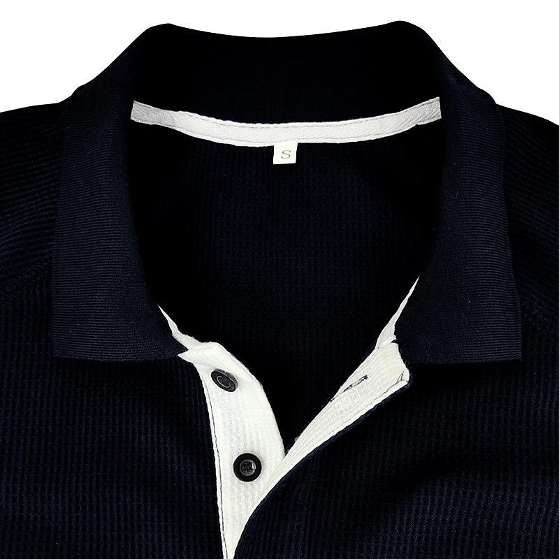 2023 Men's Long-Sleeved Waffle Polo Shirt