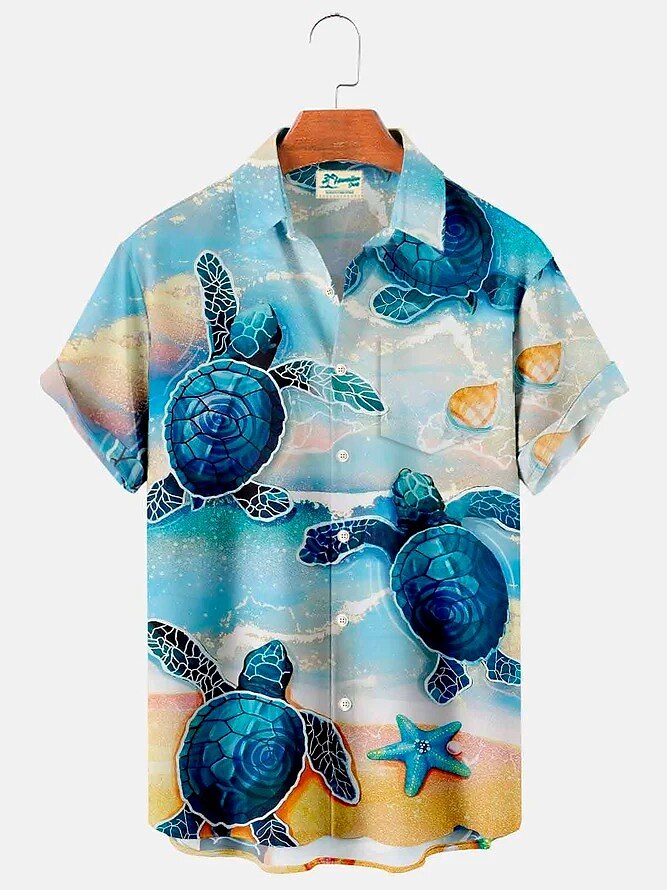 Men's  Coconut Tree Graphic Prints Whale Turndown Short Sleeves Hawaiian Shirt