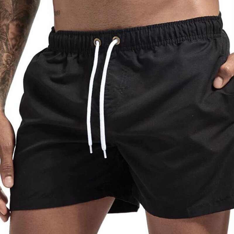 Men's Sport Runing Outdoor Pockets Drawstring Breathable Solid Color Shorts 