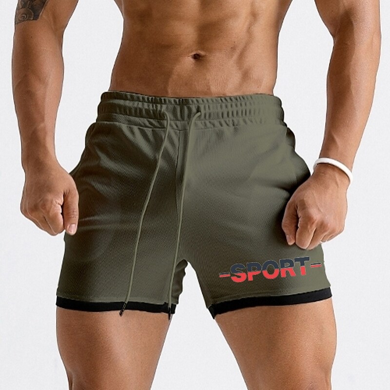 Men's Running  Gym Drawstring Side Pockets Shorts Athletic Breathable Soft Quick Dry  Shorts