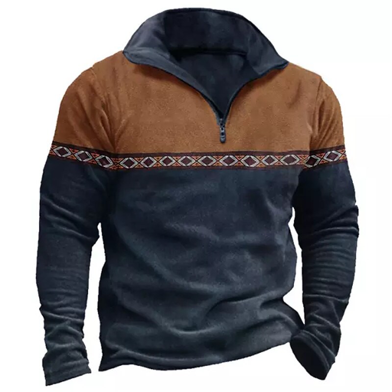 Men's Zip Up Sweatshirt Pullover Green Black Brown Navy Blue Coffee Half Zip Color Block Graphic Prints Zipper Print Daily Sports 3D Print Basic Designer Casual Spring &  Fall Clothing Apparel Hoodies