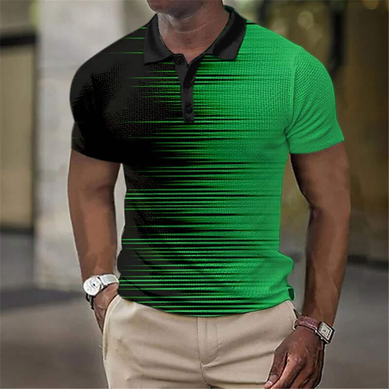 Men's Waffle Outdoor Golf Street Fashion Comfortable Breathable Light Lapel Short Sleeve Polo Shirt